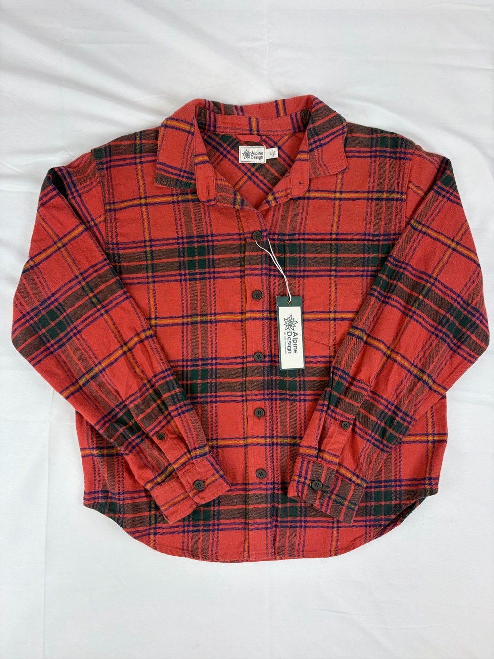 *NEW* Alpine Design Plaid Flannel Shirt 100% Cotton Women’s XS Red